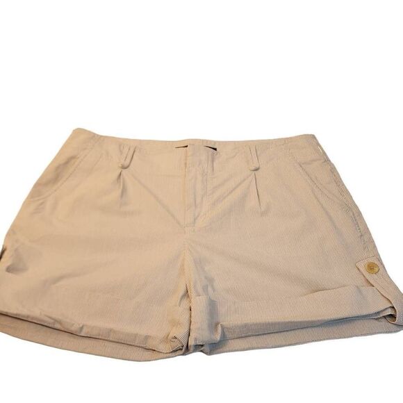 Gap Roll-Up Pinstripe Stretch Shorts Women's Size 10 Button Accents Double Hook - Picture 2 of 14